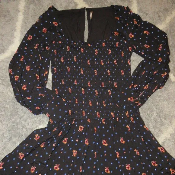 Free People Two Faces Mini Dress Floral USED